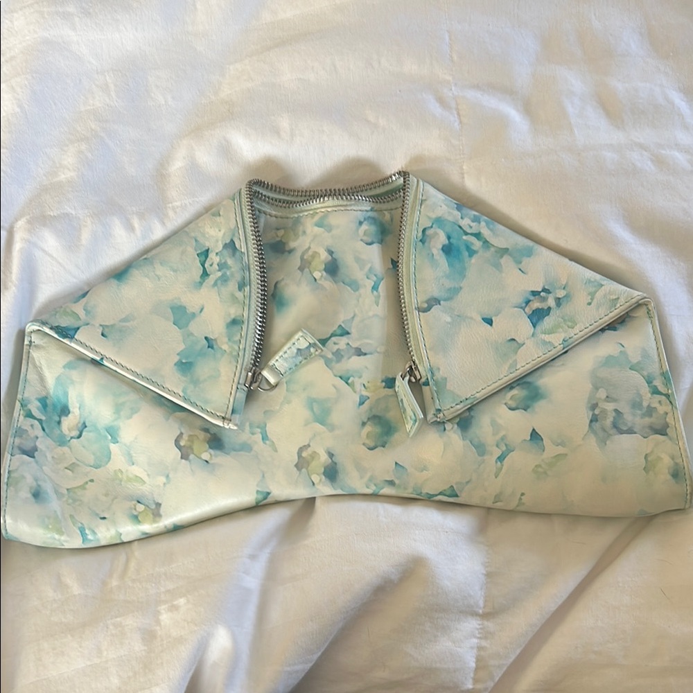 Emily Cho Floral Blue and White Clutch